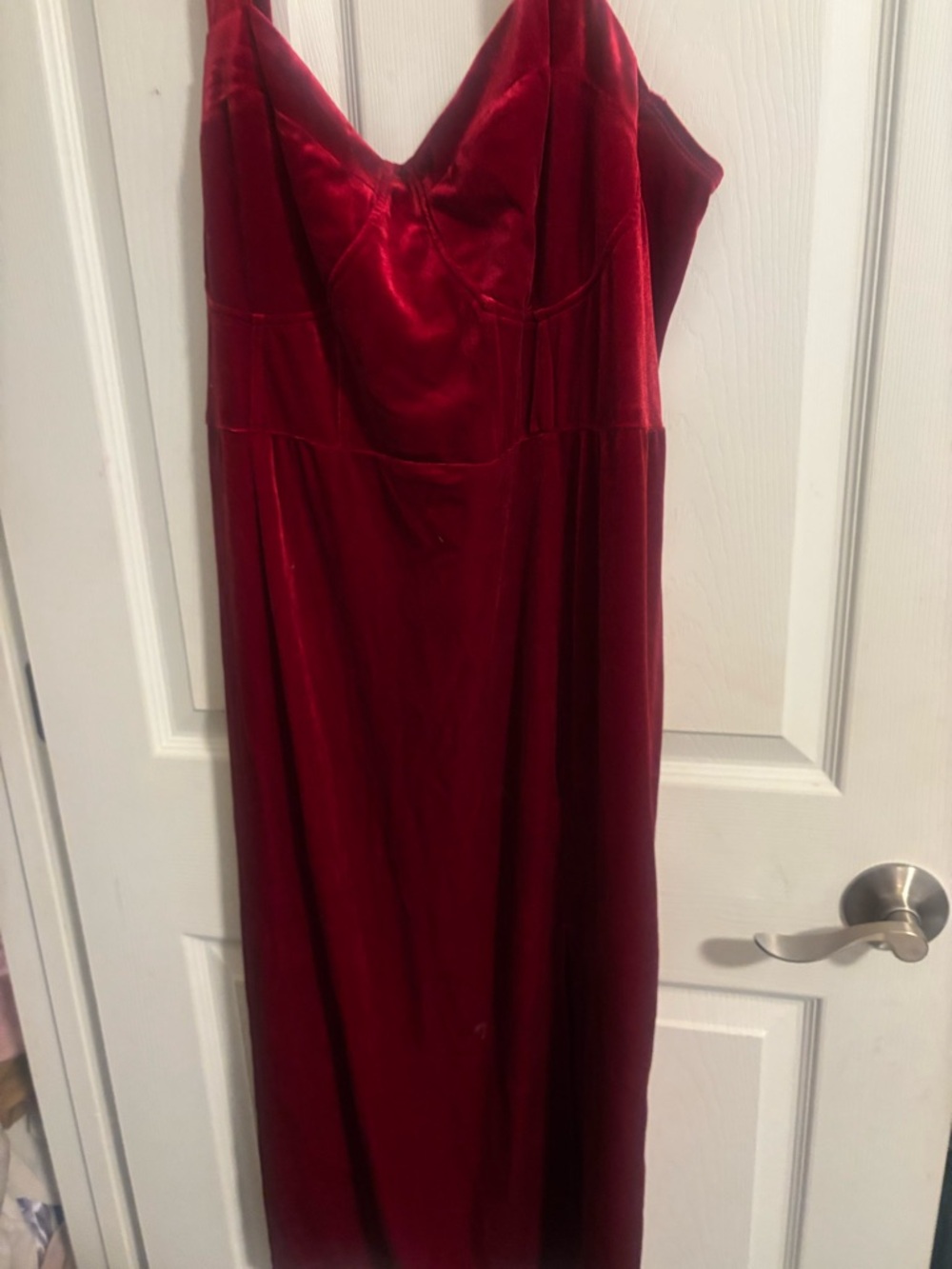 Cider Strapless Red Velvet Gown